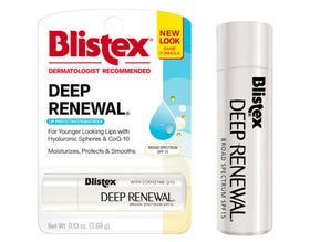 Lips appear hydrated and refreshed after Blistex Deep Renewal Lip Balm use