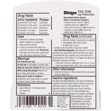 Five-tube Blistex Five Star SPF 30 lip protection pack for family
