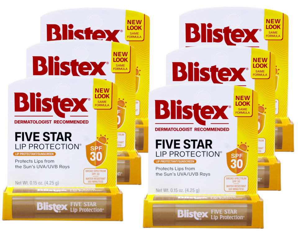 Blistex Five Star Lip Protection pack of six tubes ready for daily lip care