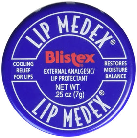 Blistex Lip Medex tin close-up showing moisturizing formula