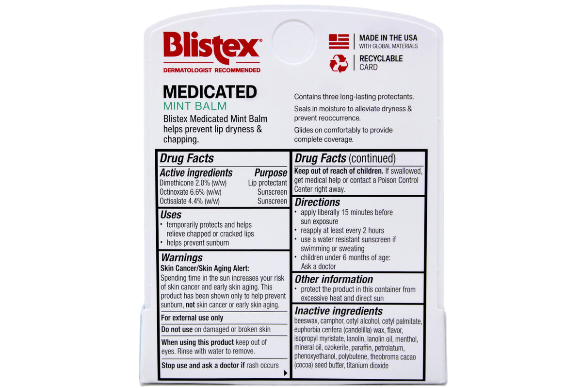 Blistex Medicated Mint Lip Balm tube 24 pack demonstrates convenient, easy glide application
