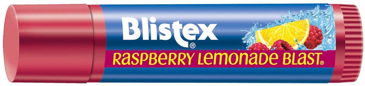 Six-pack Blistex Raspberry Lemonade Blast shown for on-the-go protection