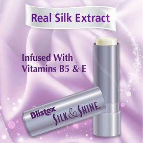 Application of Blistex Silk & Shine lip balm highlighting ease of daily use.