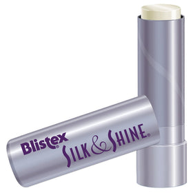 Close-up showing Blistex Silk & Shine texture for a satiny lip feel.