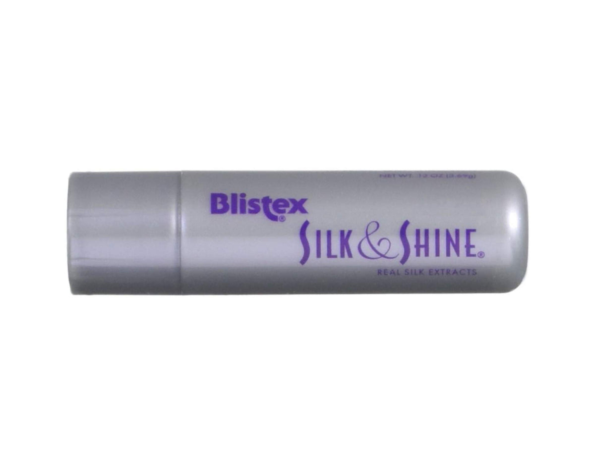 Blistex Silk and Shine closeup emphasizing glossy finish and soft lips
