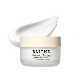 BLITHE pressed serum bottle with wild yam mucin for deep hydration.