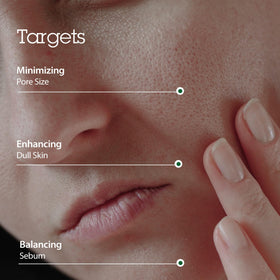 BLITHE Niacinamide serum close-up highlights even skin tone and refined texture.
