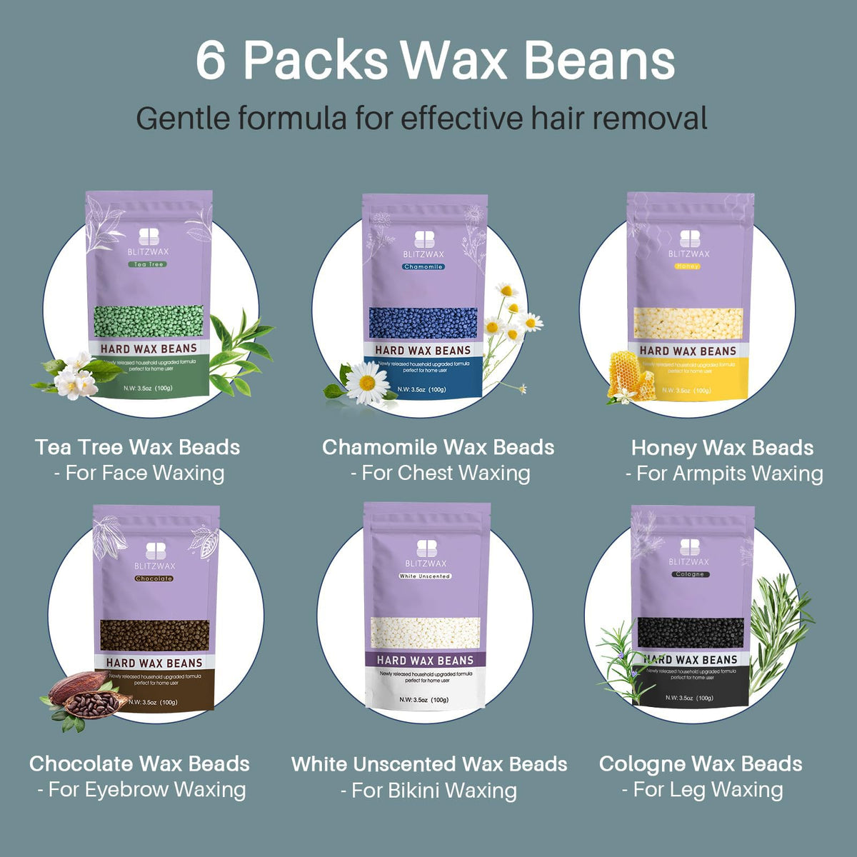 BLITZWAX 93-accessories included for versatile at-home waxing