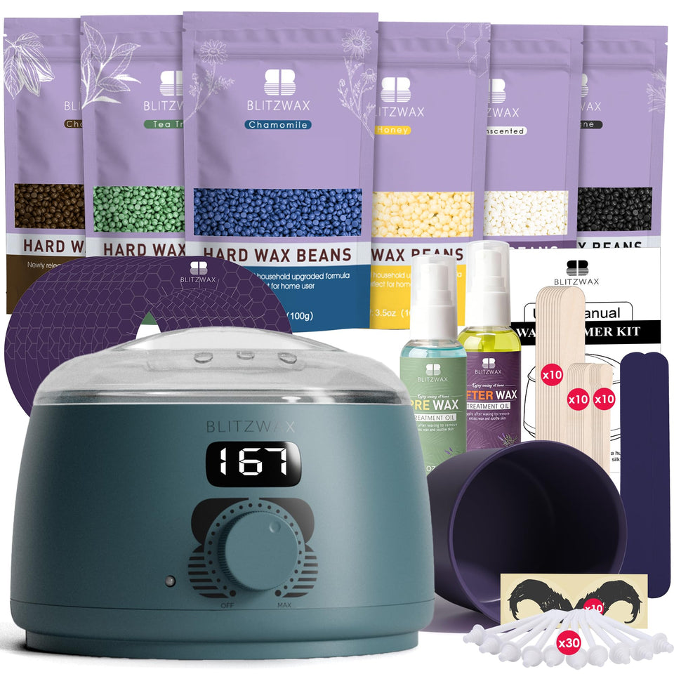 BLITZWAX Back and Nose Waxing Kit blue spruce setup enables at-home grooming with ease
