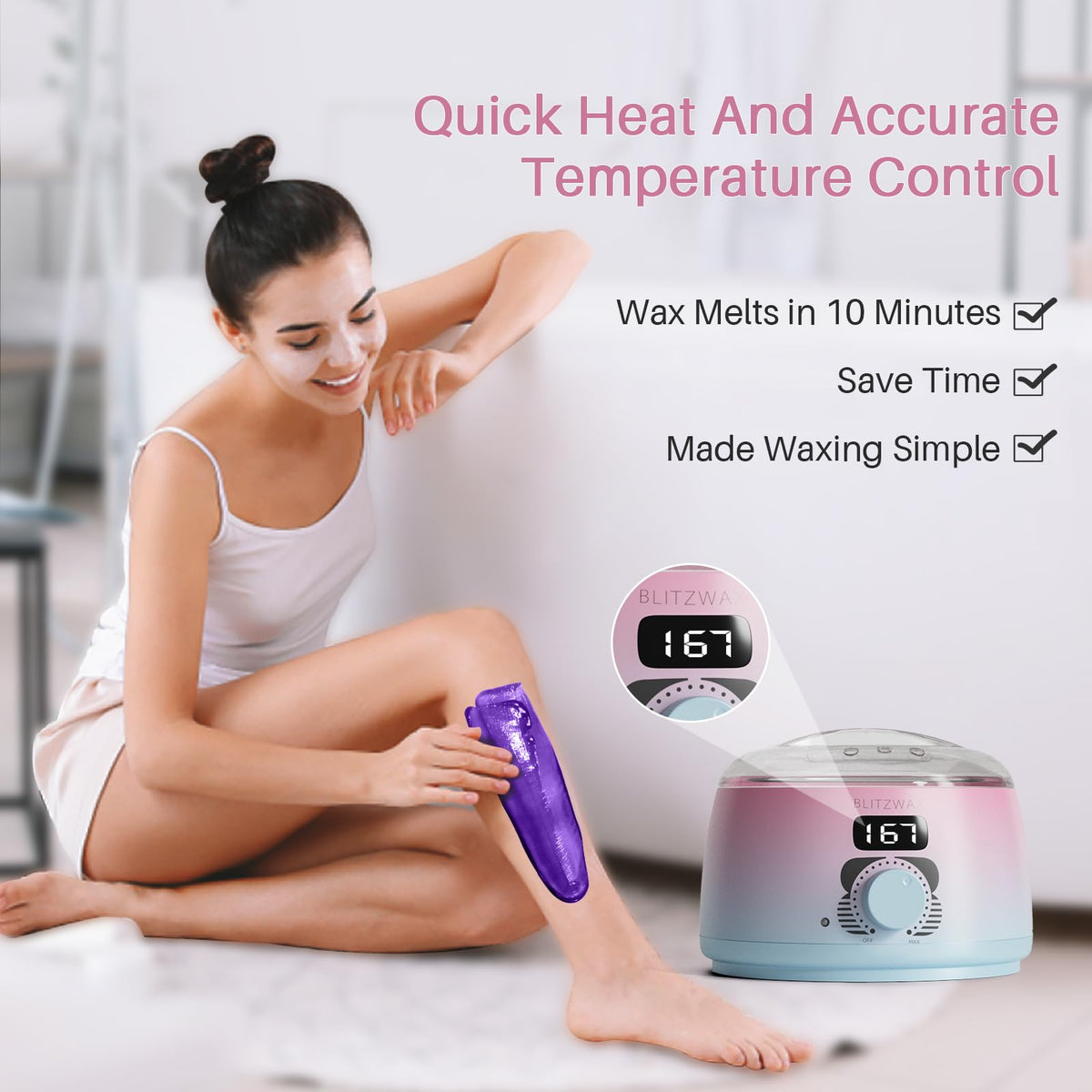 BLITZWAX hard wax warmer for face and body with quick heating and steady performance.