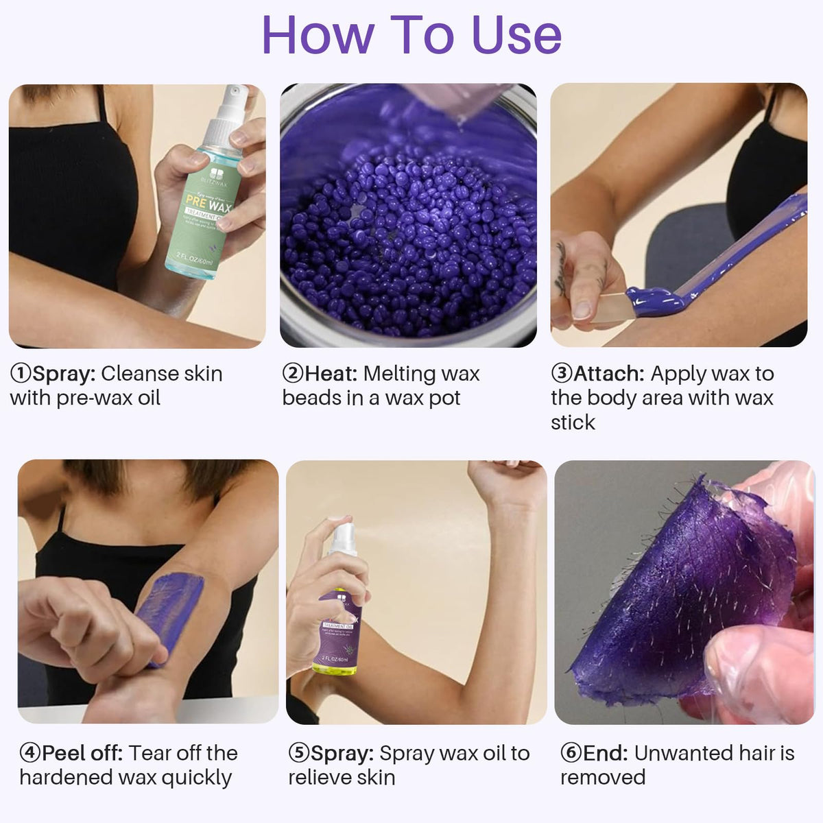 BLITZWAX post-wax oil and cleanup kit helps skin smoothness after waxing