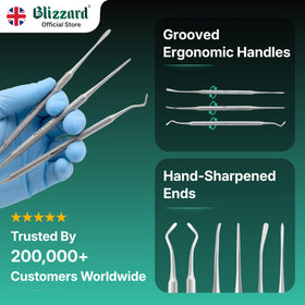 Blizzard nail lifter angled heads gently lift nails for better cleaning.