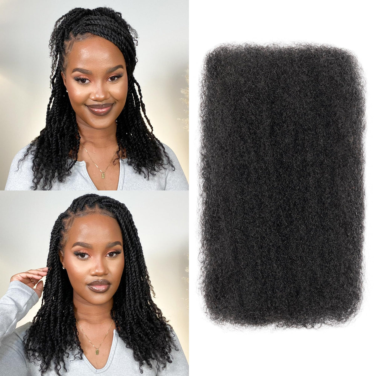 BLL Afro Kinky Bulk Hair 16-inch pack, ready for mini twists and dreads.