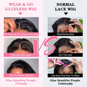 Blockice glueless bob wig side view highlights soft body wave texture