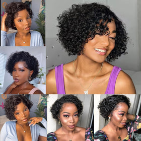 BLOCKICE Pixie Cut Wig glueless cap with adjustable strap for secure fit.