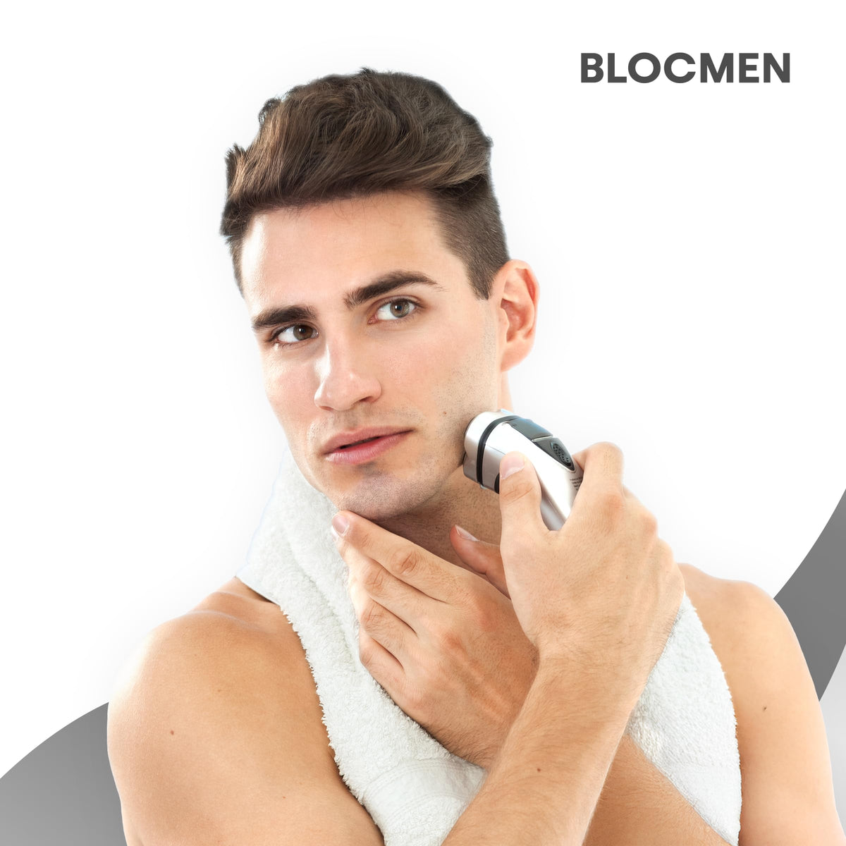 BlocMen Aloe Vera Pre-Shave with electric razor use