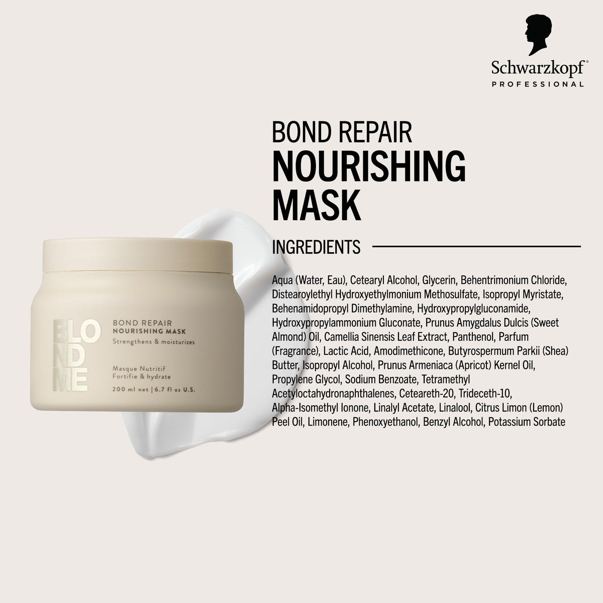 Hair strands coated with BlondMe mask for smoother, softer feel.