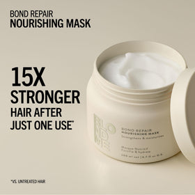 Product on shelf highlighting salon-grade care for blonde tones.