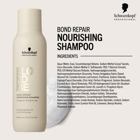 BLONDME Bond Repair Nourishing Shampoo on wet hair shows enhanced manageability and softness.