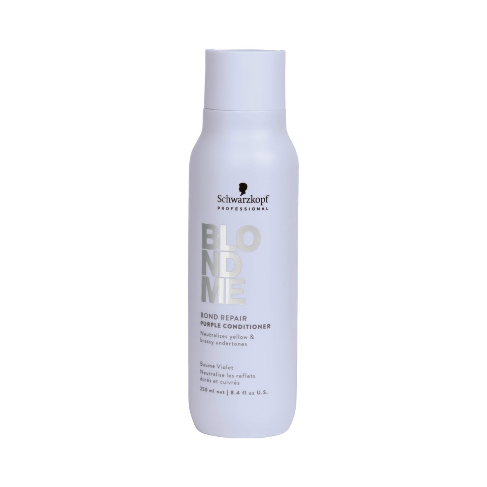 BlondMe Bond Repair Purple Conditioner bottle tones cool-toned blondes.