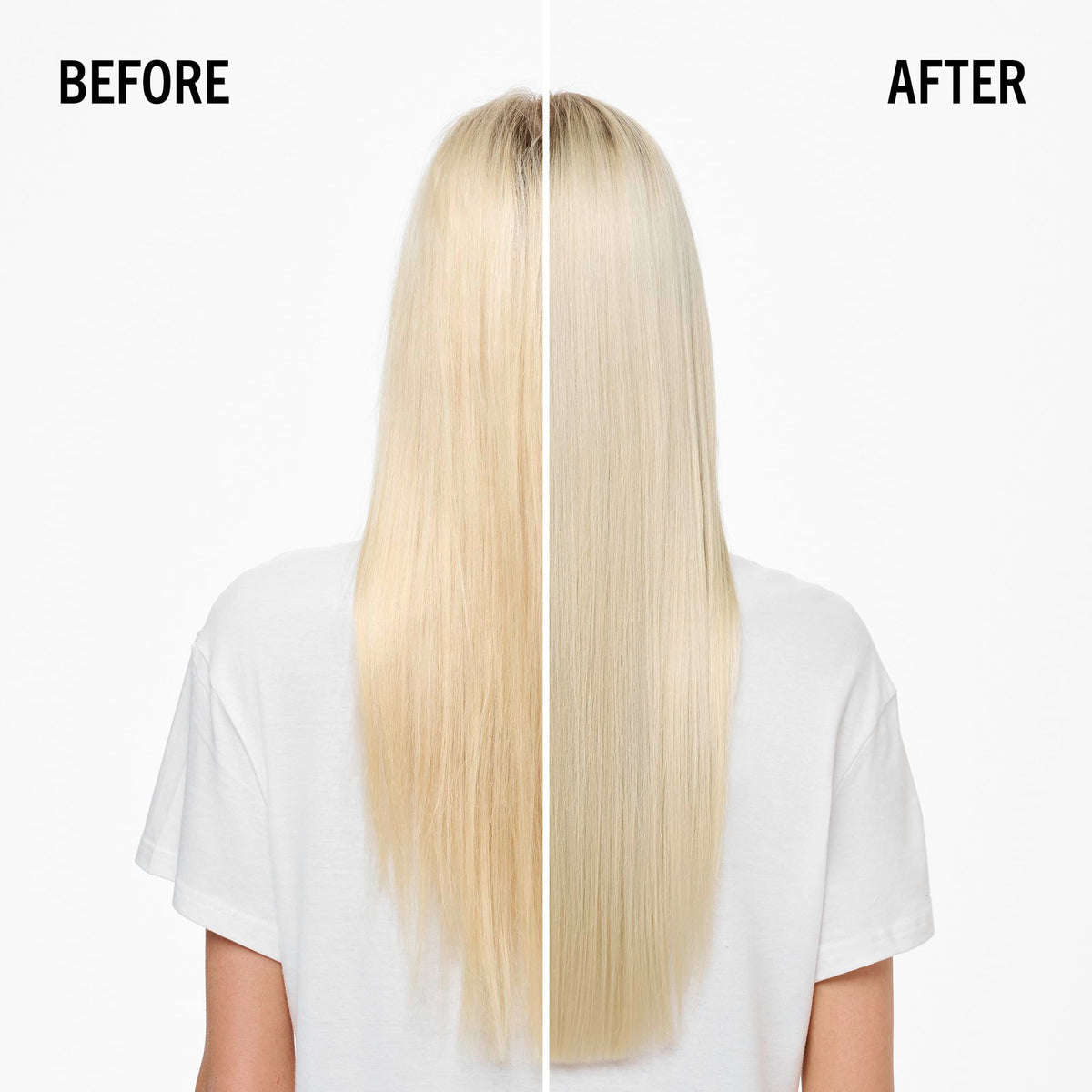 Hair being smoothed and detangled with BlondMe purple conditioner.