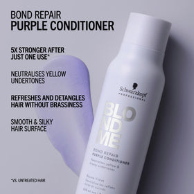 BlondMe Bond Repair Purple Conditioner pump for precise, lightweight nourishment.