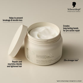BlondMe Bondfinity Deep Repair Mask jar shows a rich, nourishing formula.
