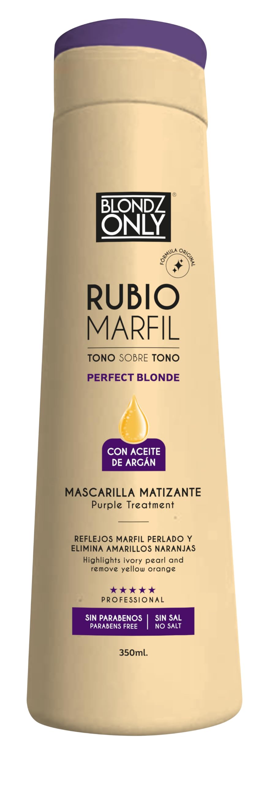 Blondz Only purple toning mask bottle close-up neutralizes brassiness