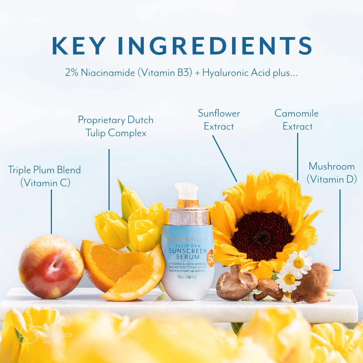 Mineral zinc oxide protection from Bloomeffects Tulip Dew Serum.