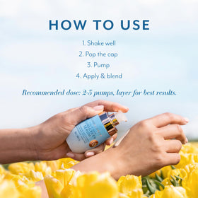 Bloomeffects Tulip Dew Serum with sheer tint for makeup-free radiance.
