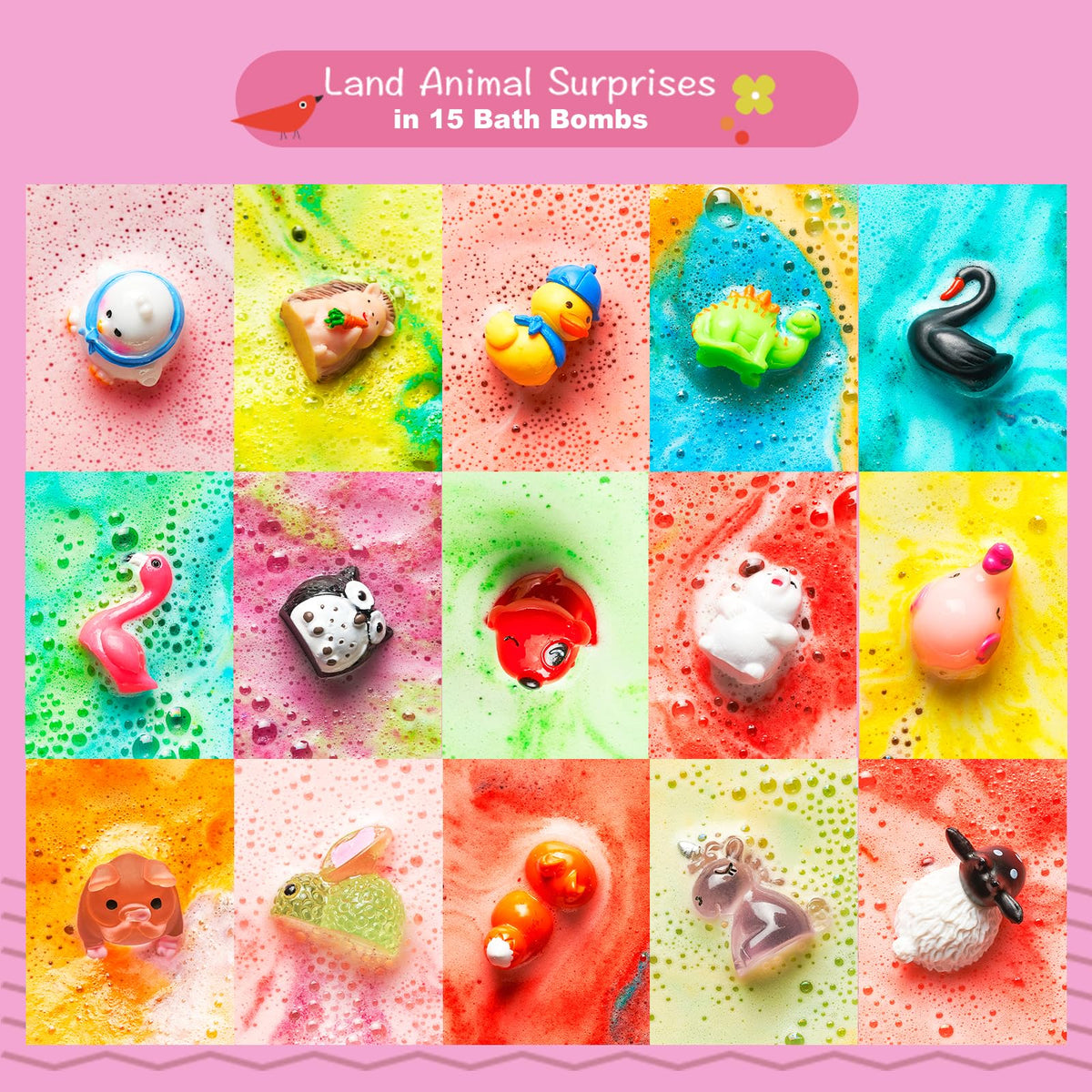 BloomFizzy Surprise animal toy inside bombs sparks imaginative play.