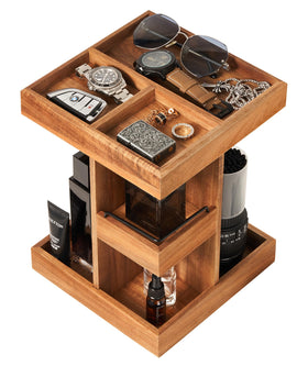 Blossome Cologne Organizer 3-tier wood stand displaying multiple bottles for easy access.