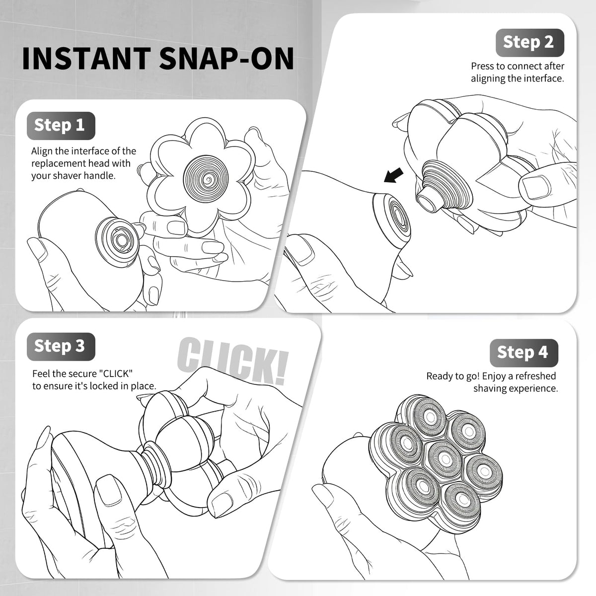 BlotMS magnetic 7-blade head with durable stainless blades.