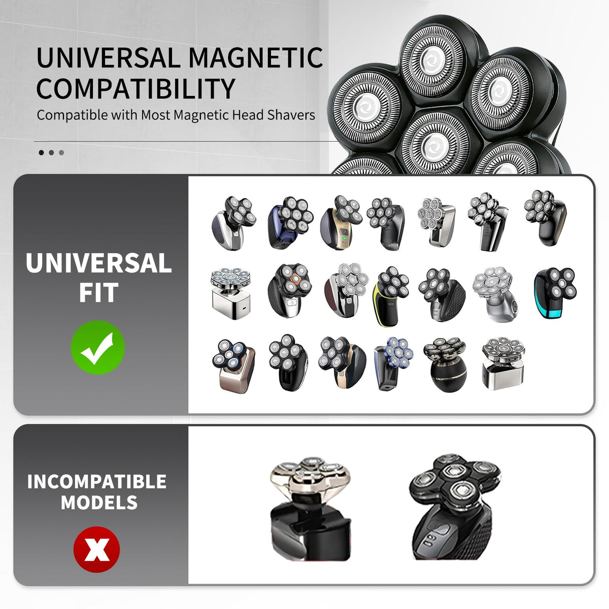 BlotMS magnetic 7-blade head for wet or dry use.