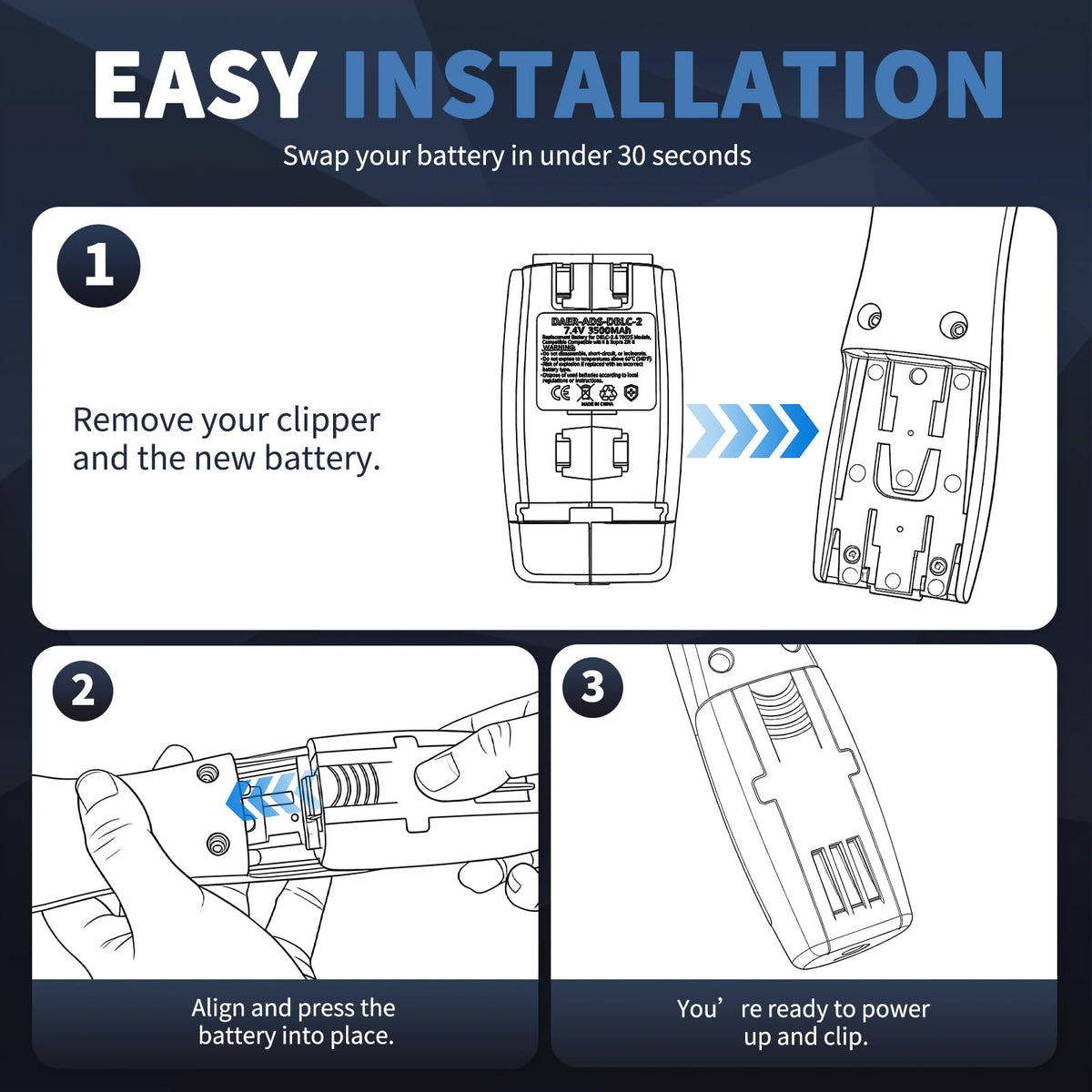 BLOTMS Supra ZR II compatible battery powering cordless clippers.