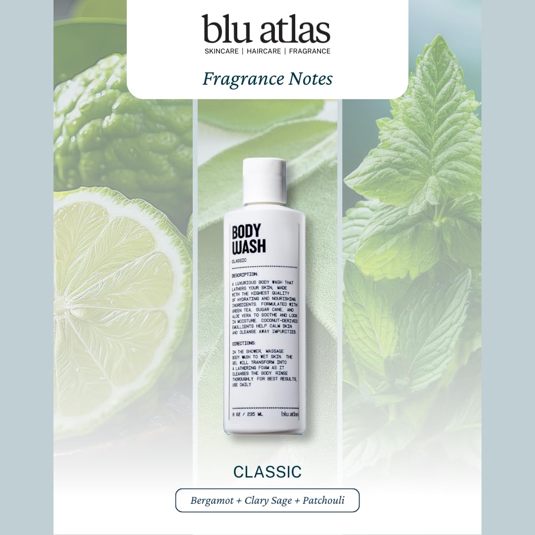 Blu Atlas Body Wash hands-on application turning gel into foam