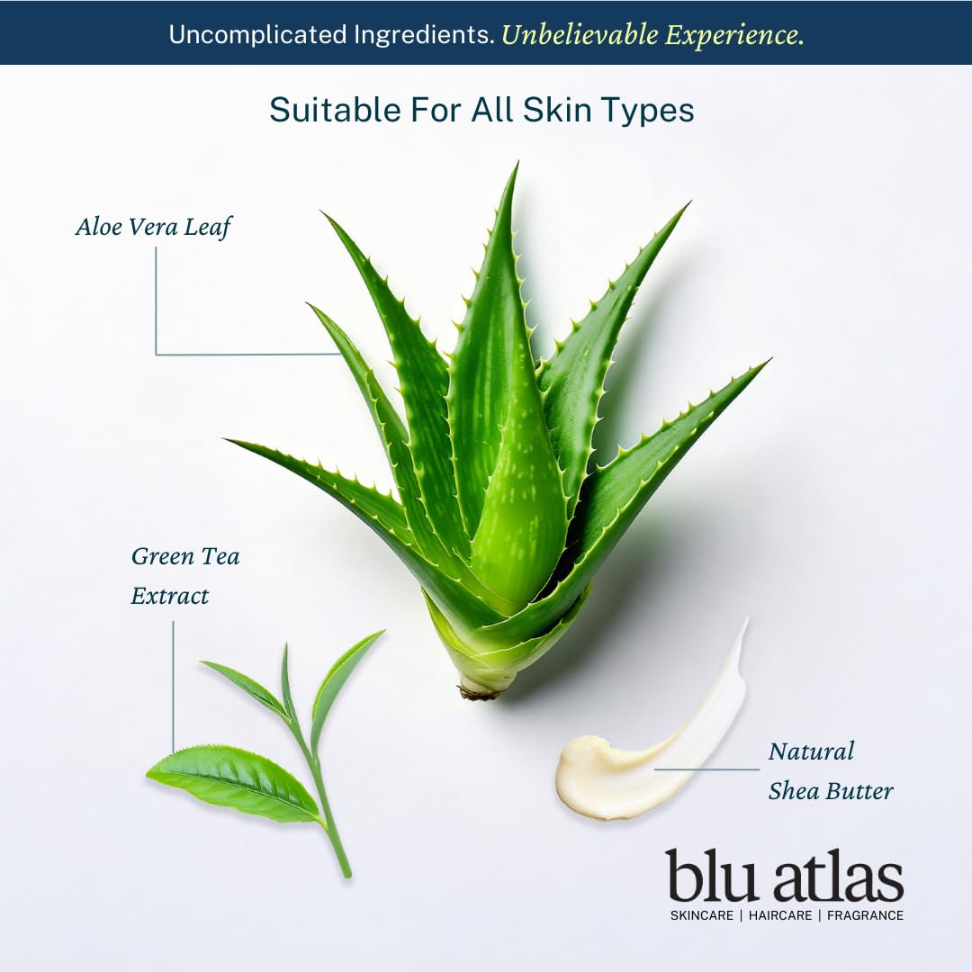 Sulfate-free formula highlighted on Blu Atlas packaging for gentle cleansing.