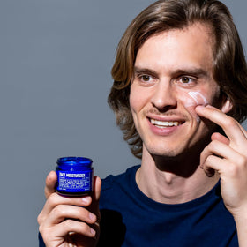 Blu Atlas Hydrating Face Moisturizer ingredients highlight Vitamin C and Mango Butter benefits.