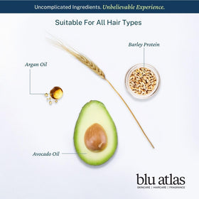 Blu Atlas Men's Natural Conditioner label closeup highlights organic ingredients and sulfate-free formula