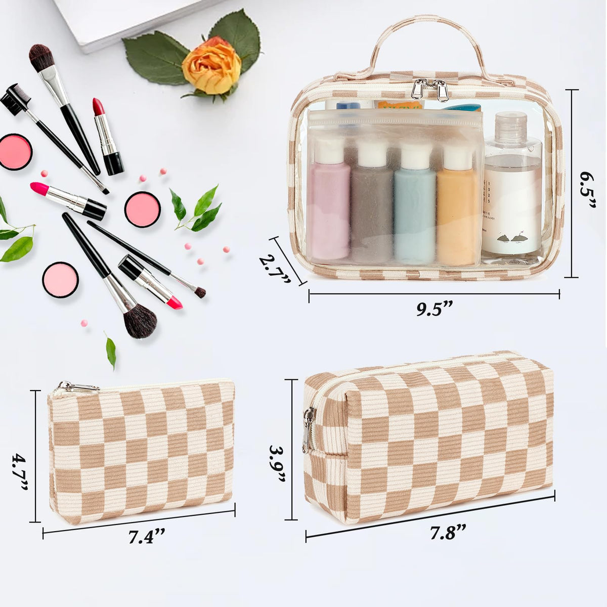 Bluboon medium quilted makeup bag with stylish storage