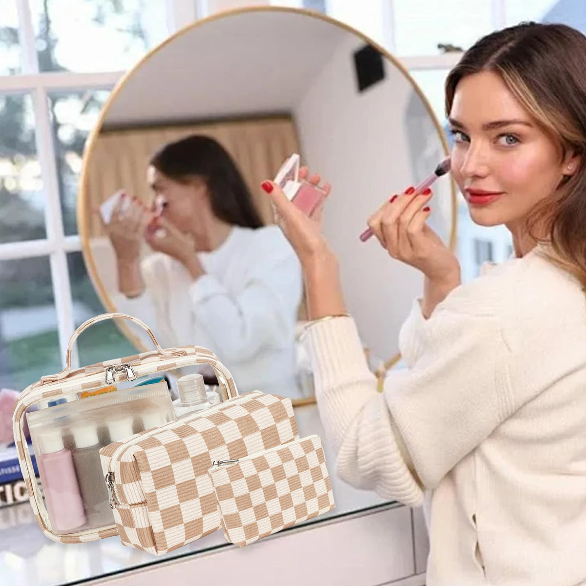 Bluboon small quilted cosmetic purse for essentials