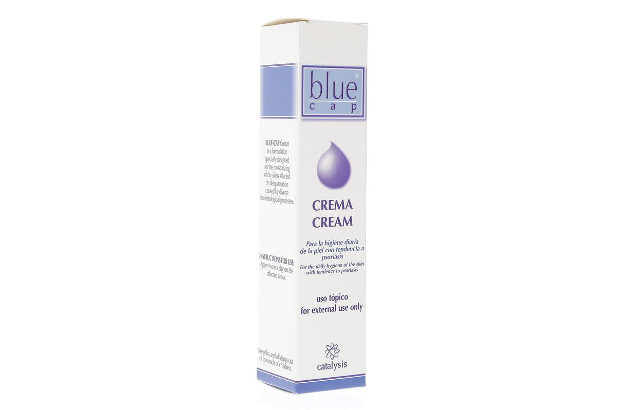 Blue Cap moisturising cream close-up texture highlights creamy, fast-absorbing formula.