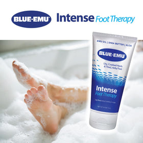 BLUE-EMU Foot Therapy Cream with aloe and shea butter provides daily moisture.