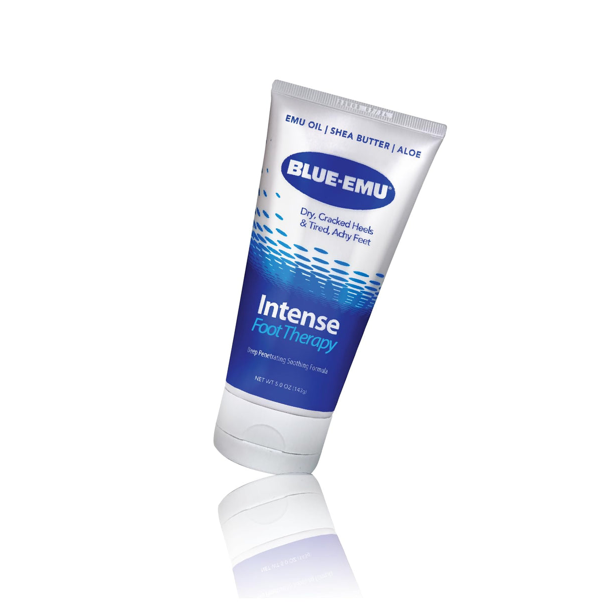 BLUE-EMU Intense Foot Therapy Cream tube 5oz for deep hydration of dry feet.