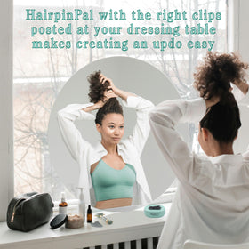 Blue Feather HairpinPal includes 25 bobby pins for immediate use