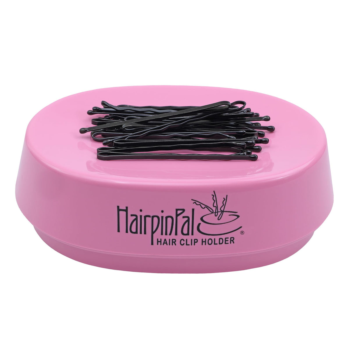 Blue Feather HairpinPal magnetic holder close-up showing strong pull for quick organization.