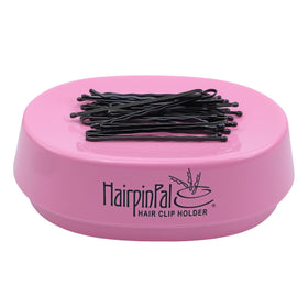 Blue Feather HairpinPal magnetic holder close-up showing strong pull for quick organization.