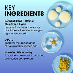 Blue-green algae and retinoid-alternative visuals for soothing balance