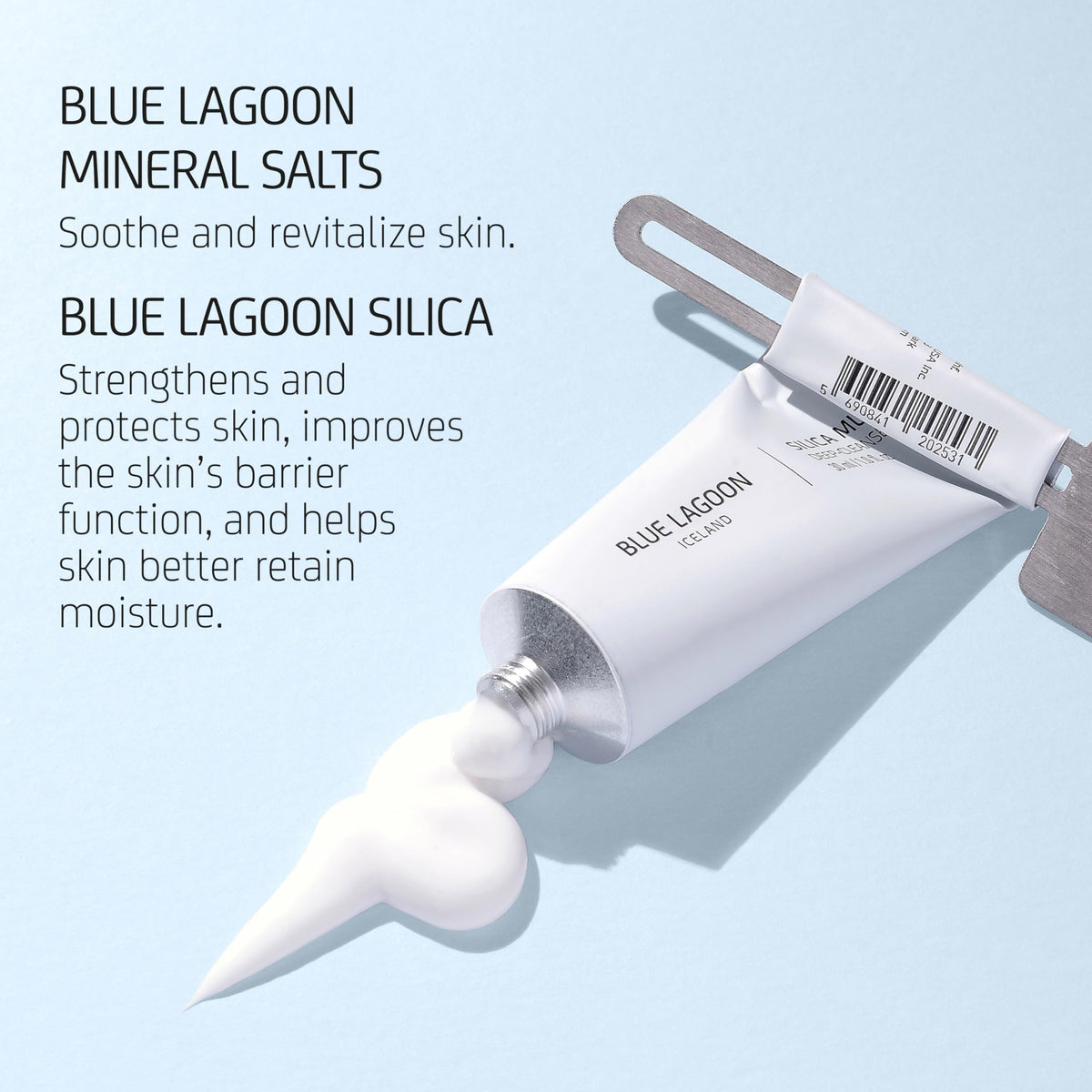 Blue Lagoon Skin Science silica mud mask clarifies complexion and tightens pores.