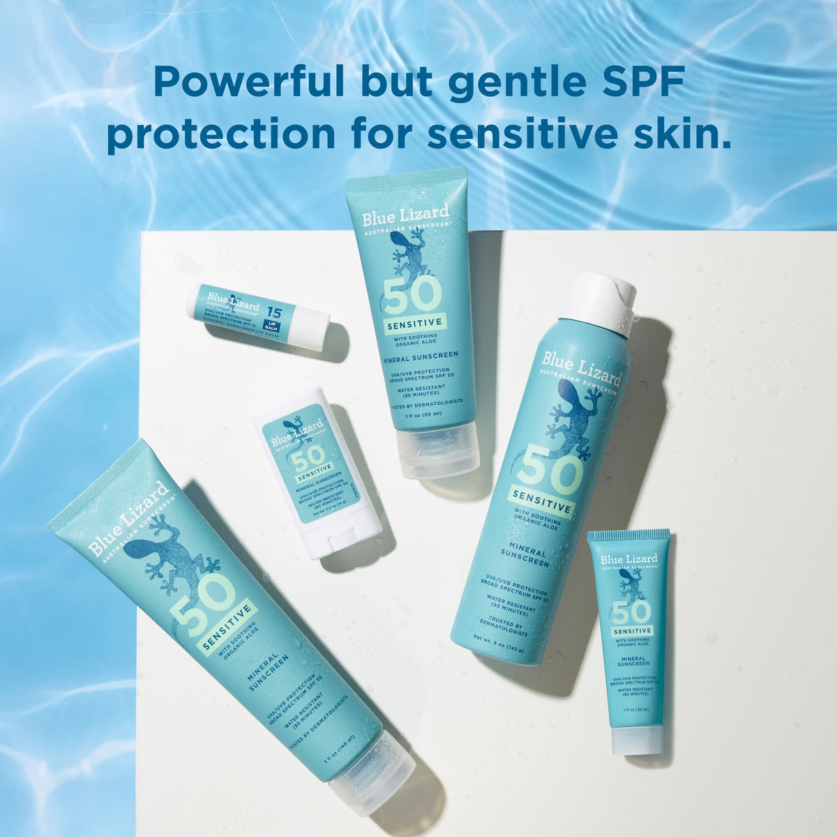 Hands applying Blue Lizard lotion to dry skin before sun exposure.